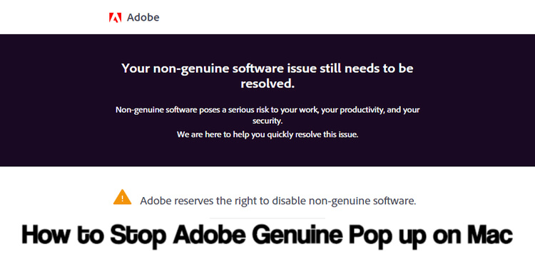 Non genuine adobe software message